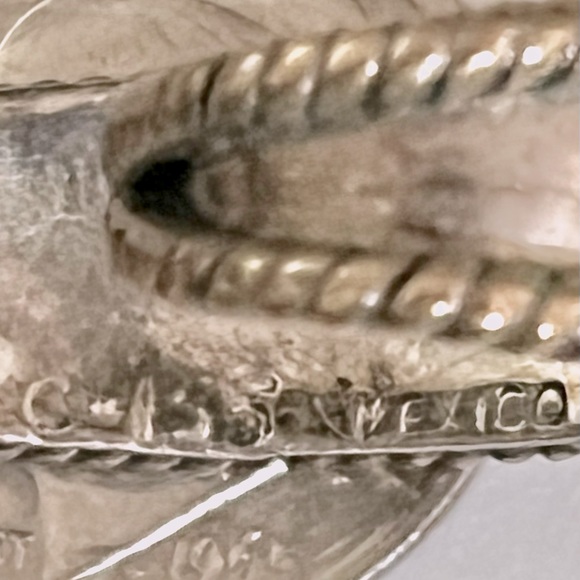 Signed, Taxco Vintage Sterling Silver Gold Wash Braid Accent Post Back Earrings - Picture 5 of 6